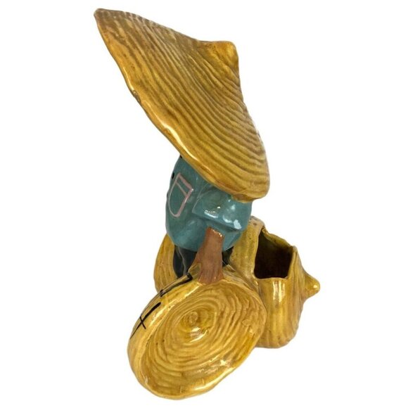 McCarty Brothers California Pottery Asian Man Planter Woven Baskets 1944 - Picture 2 of 7